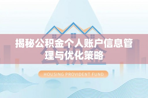 绍兴揭秘公积金个人账户信息管理与优化策略