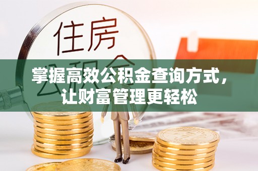 绍兴掌握高效公积金查询方式，让财富管理更轻松